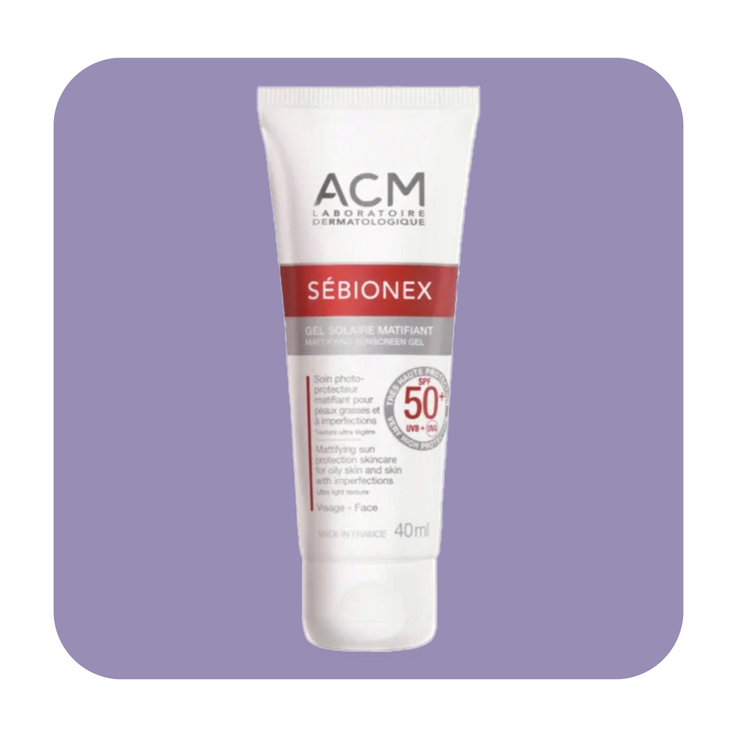 ACM Sebionex Spf 50+ Mattifying Sunscreen Gel - 40ml | اي سي ام جل واقي شمس بعامل حماية 50+ مضاد للمعان 40 مل