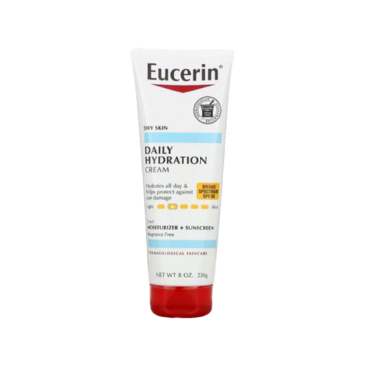Eucerin Daily Hydration Cream Broad Spectrum Spf 30 Moisturizer - 226g | يوسيرين مرطب مع واقي شمس - 226 غرام